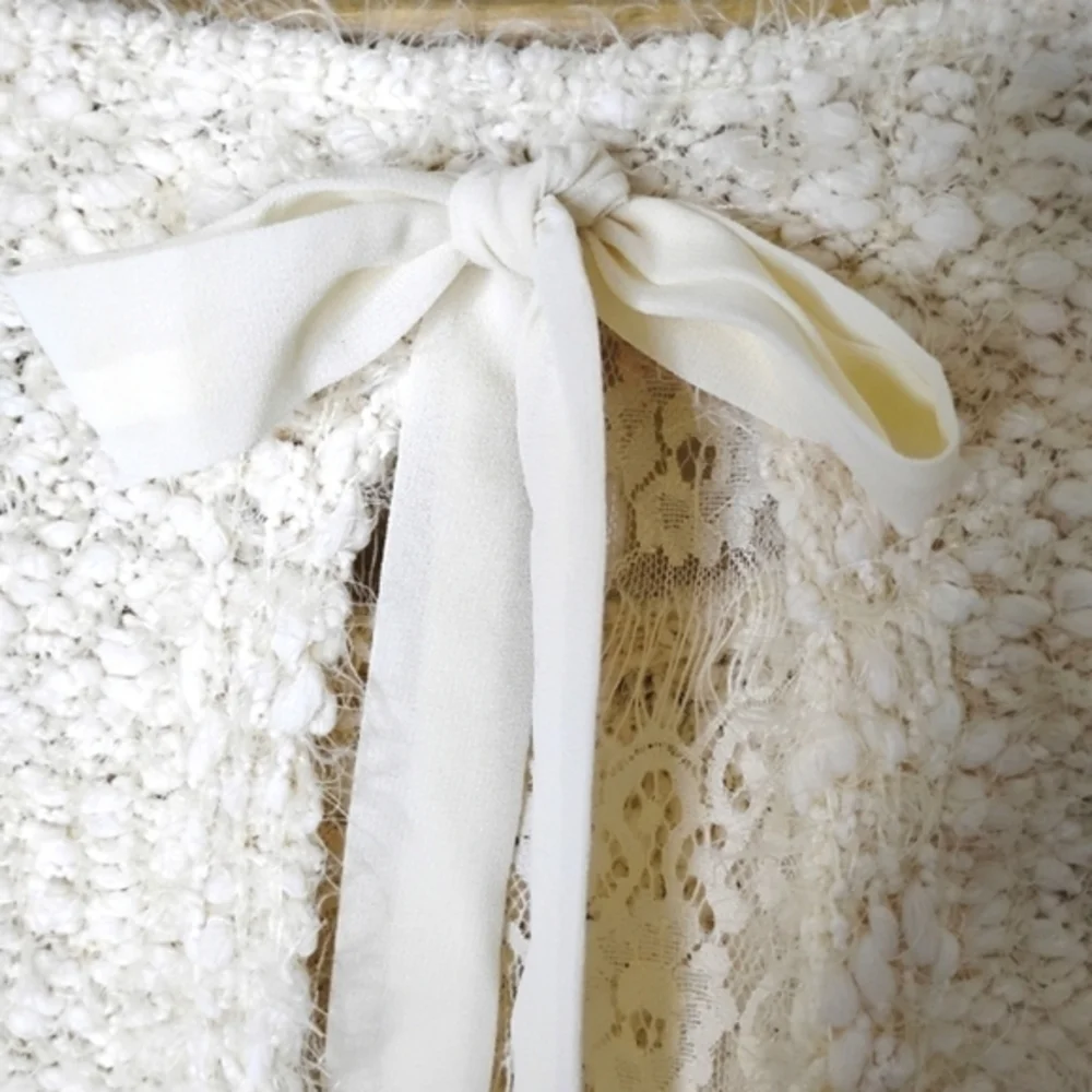 Anthropologie A'reve Longline Sweater Lace Hem